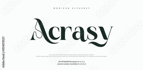 Modern elegant typography with Acrasy logo in dark green