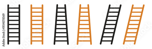 simple step ladder icons set. minimal vector collection. basic construction tool vector set. Vector illustration and transparent PNG. success path symbol.