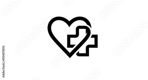 Heart Medical Cross Symbol Healthcare Logo.