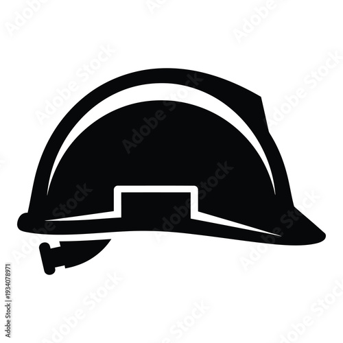 Black hard hat icon on white background isolated on white background