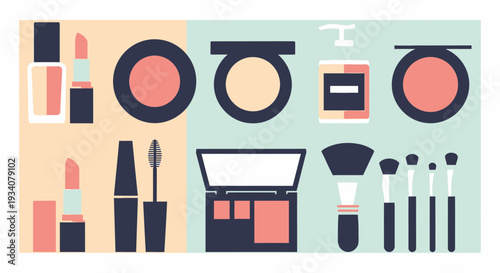 Cosmetics and makeup essentials vector illustration of beauty products