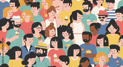 Diverse group of people smiling together vector illustration background