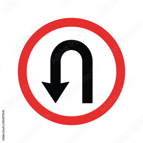 No u turn allowed a red circular traffic sign with a black symbol
