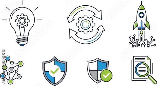 Modern business icons for innovation and technology solutions