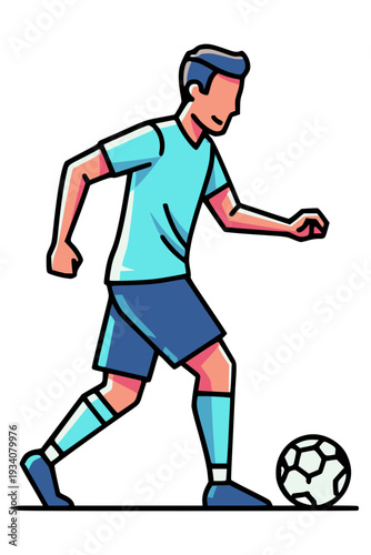 サッカーでシュートする選手　スピード感のあるスポーツアイコンイラスト