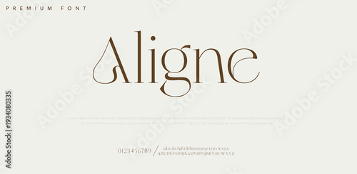Brown premium font Aligne typography on white background