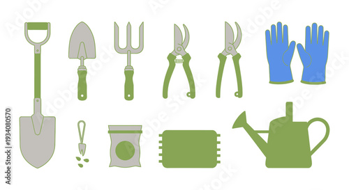 Garden tools collection vector illustrations gardening equipment isolated
