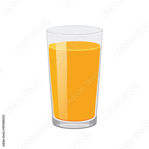 Glass of freshly squeezed orange juice on white