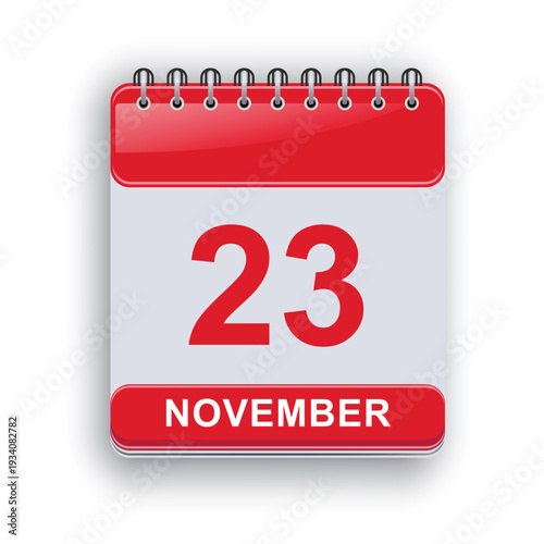 November Twenty Third Daily Calendar Template Clean Printable Organizer