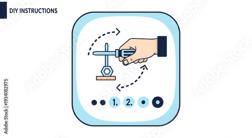 Hand assembling diy project with tool and screws on workbench with instructions