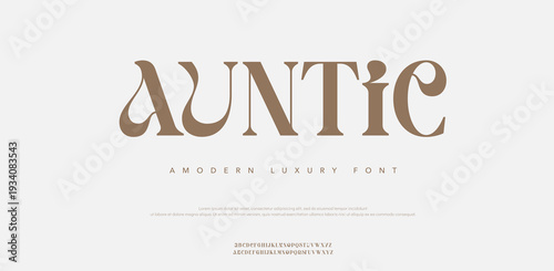 Brown luxury font named Auntic on white background
