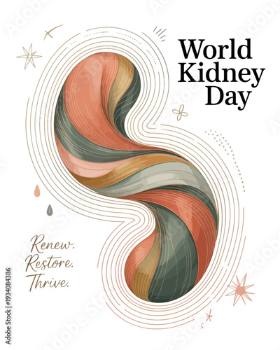 World Kidney Day Poster Colorful Kidney Health Renewal and Awareness