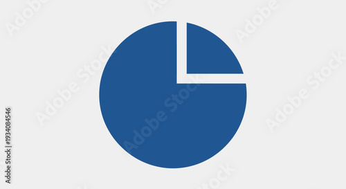 A blue pie chart graphic representing data portions and business percentages visually
