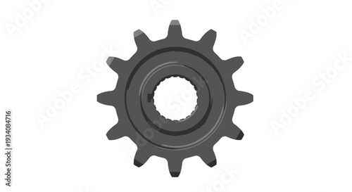 A monochromatic illustration of a gear, suitable for technical or mechanical applications