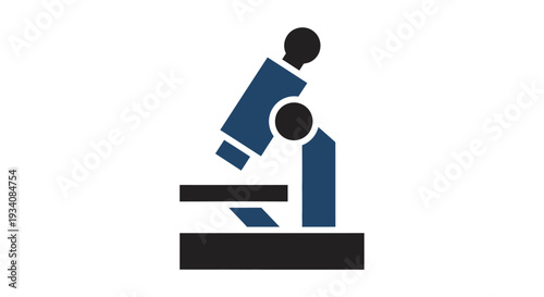 A schematic graphic depicting a microscope isolated on a pristine white background