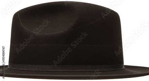 A Stylish Black Fedora Hat on White Background: Classic Accessory Photography