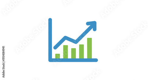 A visual representation of financial growth with a chart and an upward trending arrow