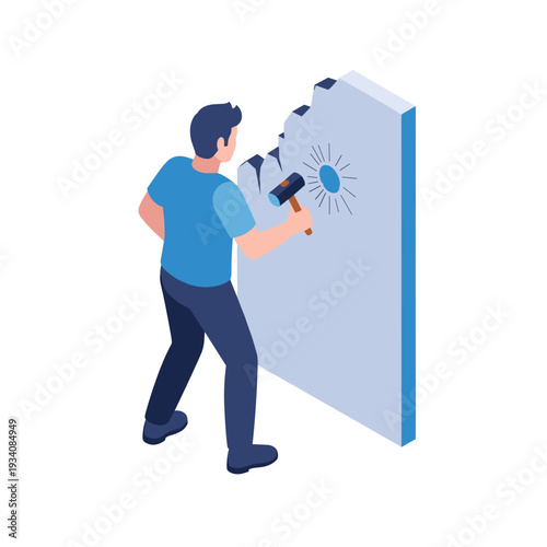 Man Breaking into Safe with Drill.