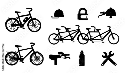 Bicycle Transportation Linear Icon Set Editable Stroke Outline Vector Isolated