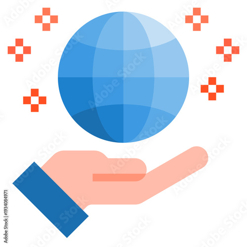Hand Holding Globe with Sparkles