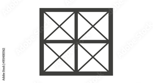 Abstract Geometric Illustration of a Square Grid with Internal Diagonal Lines