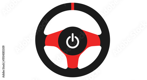 Free Download Abstract illustration of a steering wheel with a power button in the center - GFXLoad