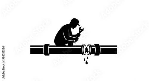 Man Inspecting Oil Pipeline Leak.