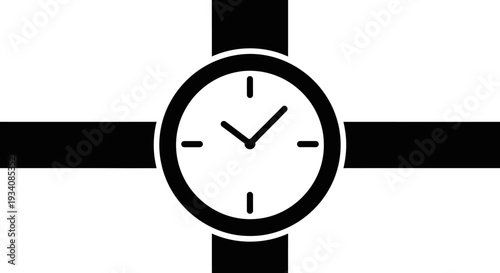 Abstract illustration of a watch with cross-shaped design and contrasting colors