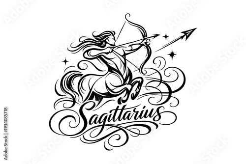 Sagittarius zodiac sign illustrations