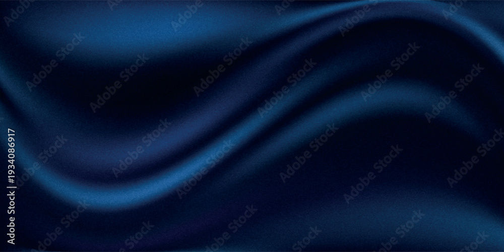 Fototapeta premium Abstract blue black background. Navy blue silk satin texture background. Beautiful soft wavy folds on shiny fabric. Dark elegant background for your design.