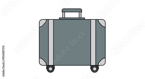 A minimalist illustration of a wheeled suitcase isolated on a white background design