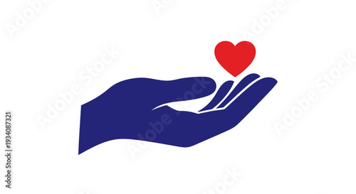 A Symbolic Illustration of Charity Depicting a Hand Offering a Heart on White Background
