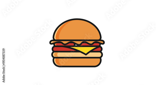 A vibrant cartoon illustration showcasing a delicious and appetizing hamburger design