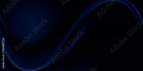 Abstract blue black background. Navy blue silk satin texture background. Beautiful soft wavy folds on shiny fabric. Dark elegant background for your design.