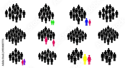 A collection of diverse human head and bust silhouettes showcasing various hairstyles and profiles against a white background.