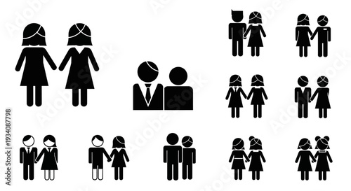 A collection of diverse human head and bust silhouettes showcasing various hairstyles and profiles against a white background.