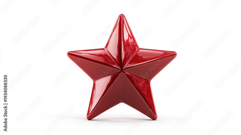 Fototapeta premium Radiant Crimson Star: A solitary, vibrant red star commands attention with its sleek design, casting a subtle shadow that accentuates its polished surface.