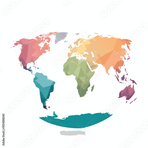 Geometric colorful world map illustration on white background