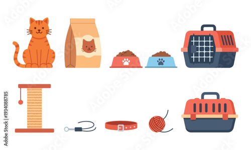 Cat Pet Supplies and Accessories Set with Food, Carrier, and Toys