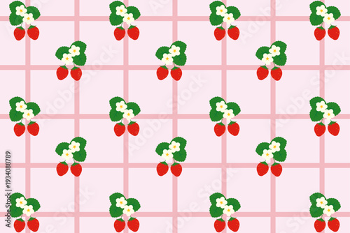 かわいいイチゴの背景イラスト