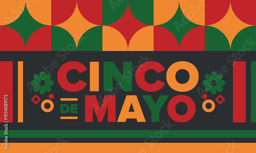 Cinco de Mayo in Mexico. Traditional mexican fiesta in May. National happy holiday with carnival, festival and parade. Latin american and spanish pattern. Illustration with sombrero. Vector poster