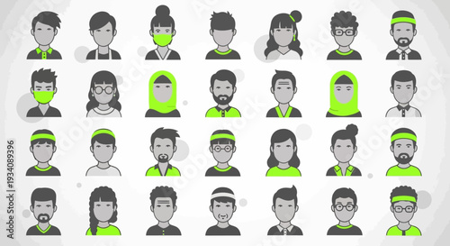 A collection of diverse human head and bust silhouettes showcasing various hairstyles and profiles against a white background.