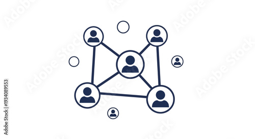 A minimalist illustration depicting a social network or community with interconnected people icons, symbolizing connections and relationships.