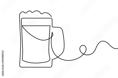 Alcohol drink glass line art minimalist sketch for brewery logo or poster design