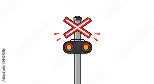 Flashing red lights on a railroad crossing signal with a crossbuck sign, indicating a warning for an approaching train.