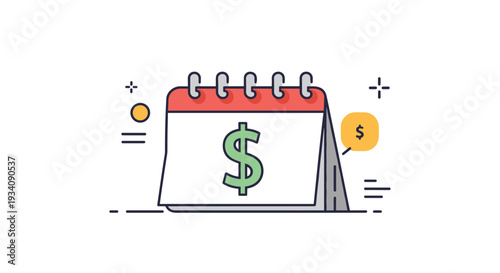 A desk calendar with a large green dollar sign prominently displayed, symbolizing a financial deadline, payday, or payment due.