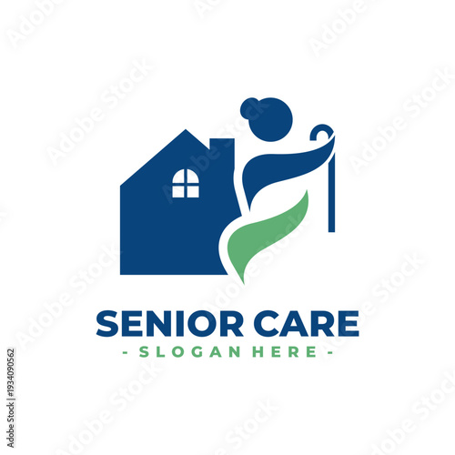 Senior Care Logo Design Vector. Concept of healthcare services, living assisted, airport services, and etc.