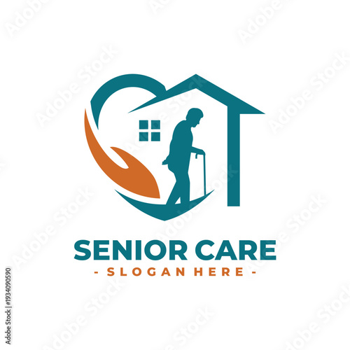 Senior Care Logo Design Vector. Concept of healthcare services, living assisted, airport services, and etc.