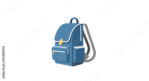 A blue backpack illustration with pockets and straps isolated on a white background