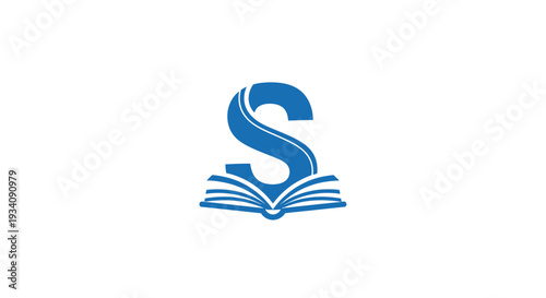 A stylized emblem featuring the letter 'S' integrated with an open book design element